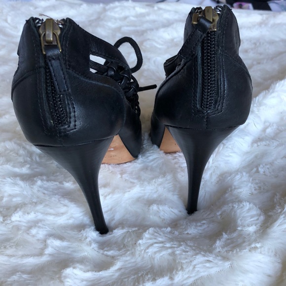 BOGO FREE ALL ITEMS! Black leather caged gladiator heels zipper - Picture 3 of 5
